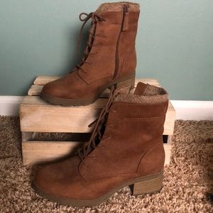 Lace up booties with sock detail.